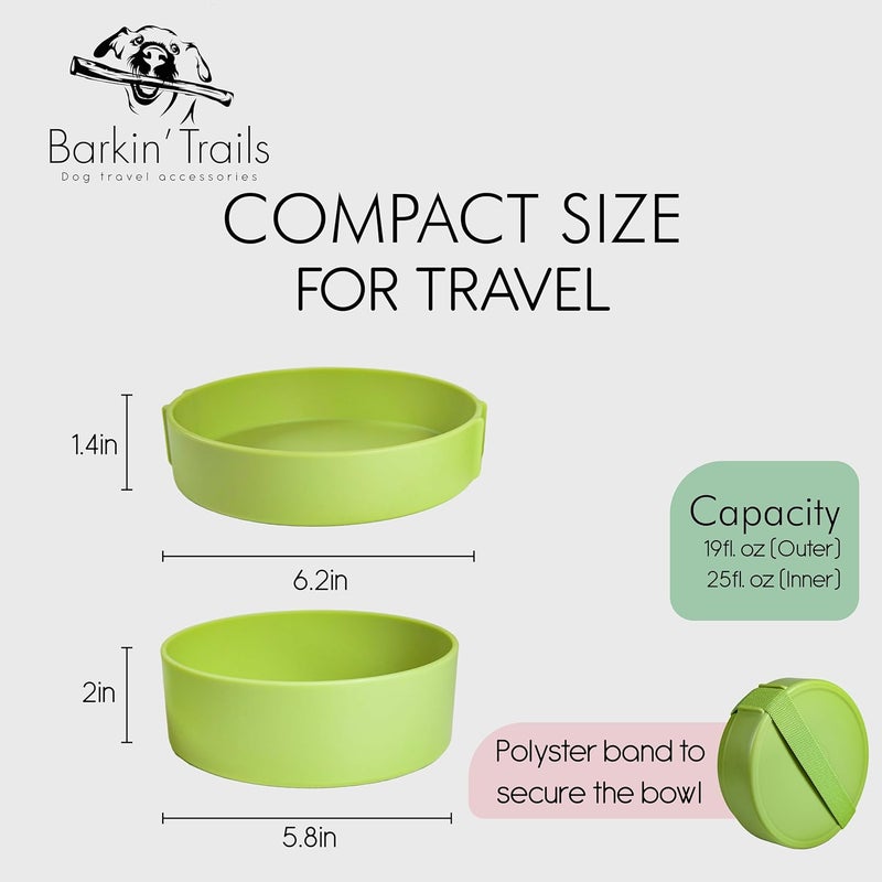 Barkin' Trails Barkin’ Trails Travel Dog Bowls, Portable Outdoor Water, BPA-Free, Food Grade Plastic Dog Travel Bowl, Camping Essentials & Container (Matcha) - Image 2